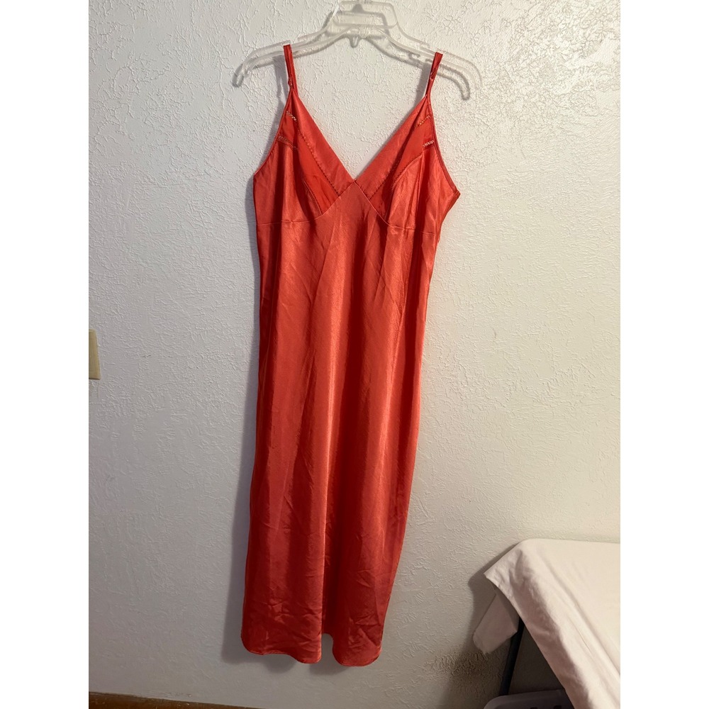 Secret Treasures Peach Tea Satin Midi Nightgown Slip Dress XL 16-18 ST27903